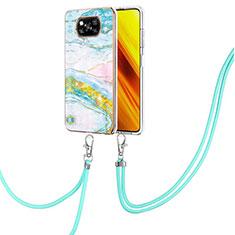 Coque Silicone Motif Fantaisie Souple Couleur Unie Etui Housse avec Laniere Strap Y05B pour Xiaomi Poco X3 NFC Colorful