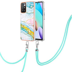 Coque Silicone Motif Fantaisie Souple Couleur Unie Etui Housse avec Laniere Strap Y05B pour Xiaomi Redmi 10 (2022) Colorful