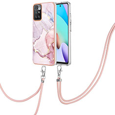 Coque Silicone Motif Fantaisie Souple Couleur Unie Etui Housse avec Laniere Strap Y05B pour Xiaomi Redmi 10 (2022) Rose