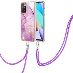 Coque Silicone Motif Fantaisie Souple Couleur Unie Etui Housse avec Laniere Strap Y05B pour Xiaomi Redmi 10 (2022) Violet Clair