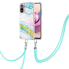 Coque Silicone Motif Fantaisie Souple Couleur Unie Etui Housse avec Laniere Strap Y05B pour Xiaomi Redmi Note 10 4G Colorful