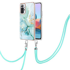 Coque Silicone Motif Fantaisie Souple Couleur Unie Etui Housse avec Laniere Strap Y05B pour Xiaomi Redmi Note 10 Pro Max Vert