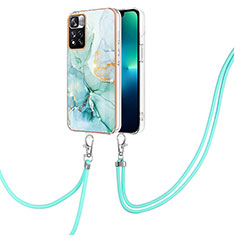 Coque Silicone Motif Fantaisie Souple Couleur Unie Etui Housse avec Laniere Strap Y05B pour Xiaomi Redmi Note 11 Pro+ Plus 5G Vert