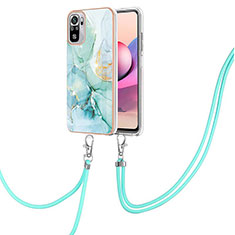 Coque Silicone Motif Fantaisie Souple Couleur Unie Etui Housse avec Laniere Strap Y05B pour Xiaomi Redmi Note 11 SE India 4G Vert