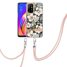 Coque Silicone Motif Fantaisie Souple Couleur Unie Etui Housse avec Laniere Strap Y06B pour Oppo A94 5G Blanc