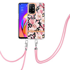 Coque Silicone Motif Fantaisie Souple Couleur Unie Etui Housse avec Laniere Strap Y06B pour Oppo A94 5G Rose