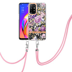 Coque Silicone Motif Fantaisie Souple Couleur Unie Etui Housse avec Laniere Strap Y06B pour Oppo A94 5G Violet Clair