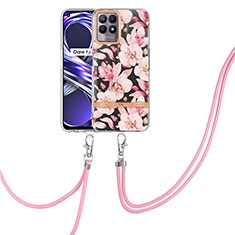 Coque Silicone Motif Fantaisie Souple Couleur Unie Etui Housse avec Laniere Strap Y06B pour Realme 8i Rose