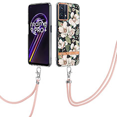 Coque Silicone Motif Fantaisie Souple Couleur Unie Etui Housse avec Laniere Strap Y06B pour Realme 9 4G Blanc