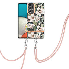 Coque Silicone Motif Fantaisie Souple Couleur Unie Etui Housse avec Laniere Strap Y06B pour Samsung Galaxy A23 4G Blanc