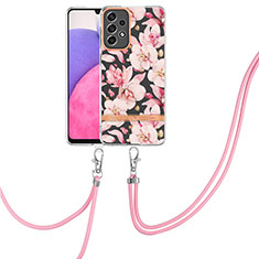 Coque Silicone Motif Fantaisie Souple Couleur Unie Etui Housse avec Laniere Strap Y06B pour Samsung Galaxy A33 5G Rose