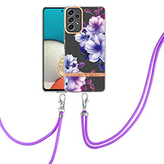 Coque Silicone Motif Fantaisie Souple Couleur Unie Etui Housse avec Laniere Strap Y06B pour Samsung Galaxy A73 5G Violet