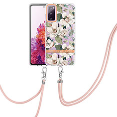 Coque Silicone Motif Fantaisie Souple Couleur Unie Etui Housse avec Laniere Strap Y06B pour Samsung Galaxy S20 FE (2022) 5G Blanc