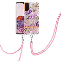 Coque Silicone Motif Fantaisie Souple Couleur Unie Etui Housse avec Laniere Strap Y06B pour Samsung Galaxy S20 Violet Clair