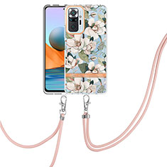 Coque Silicone Motif Fantaisie Souple Couleur Unie Etui Housse avec Laniere Strap Y06B pour Xiaomi Redmi Note 10 Pro Max Blanc