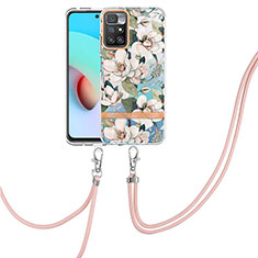 Coque Silicone Motif Fantaisie Souple Couleur Unie Etui Housse avec Laniere Strap Y06B pour Xiaomi Redmi Note 11 4G (2021) Blanc