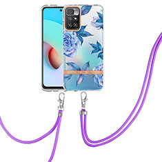 Coque Silicone Motif Fantaisie Souple Couleur Unie Etui Housse avec Laniere Strap Y06B pour Xiaomi Redmi Note 11 4G (2021) Bleu