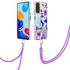 Coque Silicone Motif Fantaisie Souple Couleur Unie Etui Housse avec Laniere Strap Y06B pour Xiaomi Redmi Note 11 4G (2022) Violet