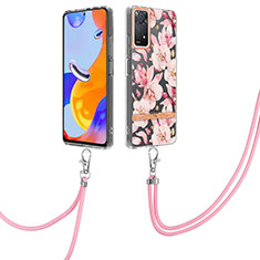 Coque Silicone Motif Fantaisie Souple Couleur Unie Etui Housse avec Laniere Strap Y06B pour Xiaomi Redmi Note 11 Pro 4G Rose