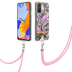 Coque Silicone Motif Fantaisie Souple Couleur Unie Etui Housse avec Laniere Strap Y06B pour Xiaomi Redmi Note 11 Pro 4G Violet Clair