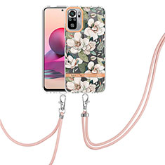 Coque Silicone Motif Fantaisie Souple Couleur Unie Etui Housse avec Laniere Strap Y06B pour Xiaomi Redmi Note 11 SE India 4G Blanc