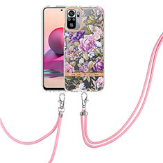 Coque Silicone Motif Fantaisie Souple Couleur Unie Etui Housse avec Laniere Strap Y06B pour Xiaomi Redmi Note 11 SE India 4G Violet Clair