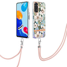 Coque Silicone Motif Fantaisie Souple Couleur Unie Etui Housse avec Laniere Strap Y06B pour Xiaomi Redmi Note 11S 4G Blanc