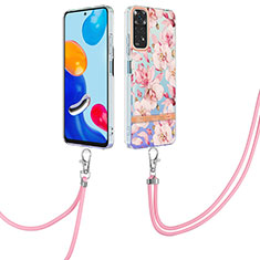 Coque Silicone Motif Fantaisie Souple Couleur Unie Etui Housse avec Laniere Strap Y06B pour Xiaomi Redmi Note 11S 4G Rose