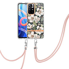 Coque Silicone Motif Fantaisie Souple Couleur Unie Etui Housse avec Laniere Strap Y06B pour Xiaomi Redmi Note 11T 5G Blanc