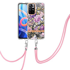 Coque Silicone Motif Fantaisie Souple Couleur Unie Etui Housse avec Laniere Strap Y06B pour Xiaomi Redmi Note 11T 5G Violet Clair