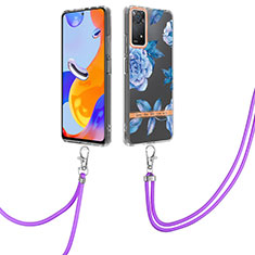 Coque Silicone Motif Fantaisie Souple Couleur Unie Etui Housse avec Laniere Strap Y06B pour Xiaomi Redmi Note 12 Pro 4G Bleu