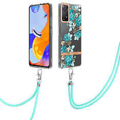 Coque Silicone Motif Fantaisie Souple Couleur Unie Etui Housse avec Laniere Strap Y06B pour Xiaomi Redmi Note 12 Pro 4G Cyan