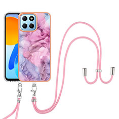 Coque Silicone Motif Fantaisie Souple Couleur Unie Etui Housse avec Laniere Strap Y07B pour Huawei Honor 70 Lite 5G Violet Clair