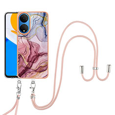 Coque Silicone Motif Fantaisie Souple Couleur Unie Etui Housse avec Laniere Strap Y07B pour Huawei Honor X7 Mixte