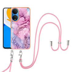 Coque Silicone Motif Fantaisie Souple Couleur Unie Etui Housse avec Laniere Strap Y07B pour Huawei Honor X7 Violet Clair