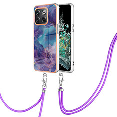 Coque Silicone Motif Fantaisie Souple Couleur Unie Etui Housse avec Laniere Strap Y07B pour OnePlus 10T 5G Violet