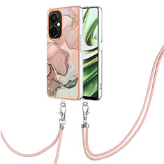 Coque Silicone Motif Fantaisie Souple Couleur Unie Etui Housse avec Laniere Strap Y07B pour OnePlus Nord CE 3 5G Rose