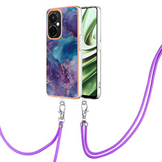 Coque Silicone Motif Fantaisie Souple Couleur Unie Etui Housse avec Laniere Strap Y07B pour Oppo K11x 5G Violet