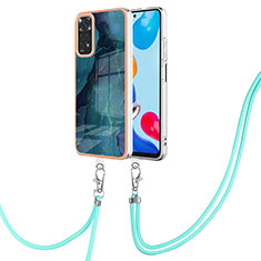 Coque Silicone Motif Fantaisie Souple Couleur Unie Etui Housse avec Laniere Strap YB1 pour Xiaomi Redmi Note 11 4G (2022) Vert
