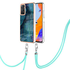 Coque Silicone Motif Fantaisie Souple Couleur Unie Etui Housse avec Laniere Strap YB1 pour Xiaomi Redmi Note 11 Pro 5G Vert