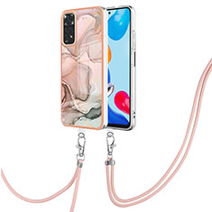 Coque Silicone Motif Fantaisie Souple Couleur Unie Etui Housse avec Laniere Strap YB1 pour Xiaomi Redmi Note 11S 4G Rose