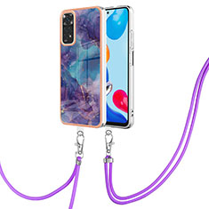 Coque Silicone Motif Fantaisie Souple Couleur Unie Etui Housse avec Laniere Strap YB1 pour Xiaomi Redmi Note 11S 4G Violet