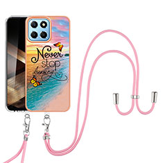 Coque Silicone Motif Fantaisie Souple Couleur Unie Etui Housse avec Laniere Strap YB3 pour Huawei Honor X8b Mixte