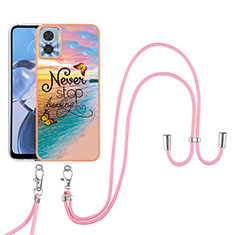 Coque Silicone Motif Fantaisie Souple Couleur Unie Etui Housse avec Laniere Strap YB3 pour Motorola Moto E22 Mixte