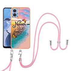 Coque Silicone Motif Fantaisie Souple Couleur Unie Etui Housse avec Laniere Strap YB3 pour Motorola Moto E22i Mixte