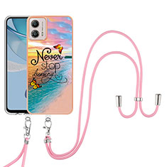 Coque Silicone Motif Fantaisie Souple Couleur Unie Etui Housse avec Laniere Strap YB3 pour Motorola Moto G53y 5G Mixte