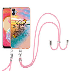 Coque Silicone Motif Fantaisie Souple Couleur Unie Etui Housse avec Laniere Strap YB3 pour Samsung Galaxy A04E Mixte