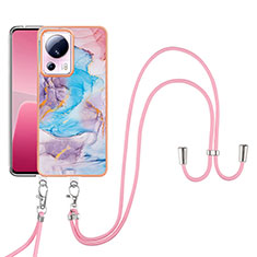 Coque Silicone Motif Fantaisie Souple Couleur Unie Etui Housse avec Laniere Strap YB3 pour Xiaomi Civi 2 5G Bleu