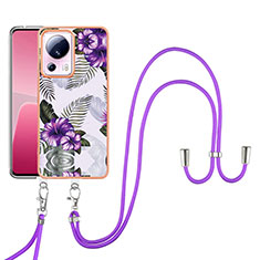 Coque Silicone Motif Fantaisie Souple Couleur Unie Etui Housse avec Laniere Strap YB3 pour Xiaomi Civi 2 5G Violet