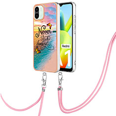 Coque Silicone Motif Fantaisie Souple Couleur Unie Etui Housse avec Laniere Strap YB3 pour Xiaomi Poco C50 Mixte